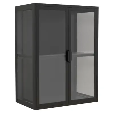 VCM NORDIC Flokas M väggskåp, w. 2 dörrar och 1 hylla - glas och svart stål