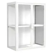 VCM NORDIC Flokas M väggskåp, w. 2 dörrar och 1 hylla - glas och vitt stål