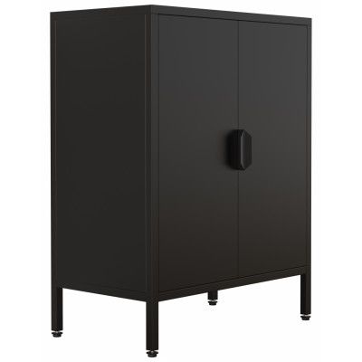 VCM NORDIC Flokas S skåp, m. 2 dörrar och 1 hylla - svart stål