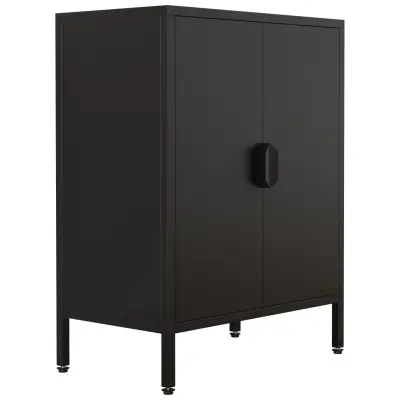 VCM NORDIC Flokas S skåp, m. 2 dörrar och 1 hylla - svart stål