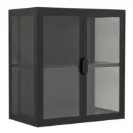 VCM NORDIC Flokas S väggskåp, m. 2 dörrar och 1 hylla - glas och svart stål