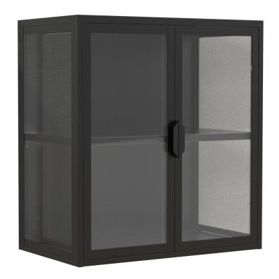 VCM NORDIC Flokas S väggskåp, m. 2 dörrar och 1 hylla - glas och svart stål