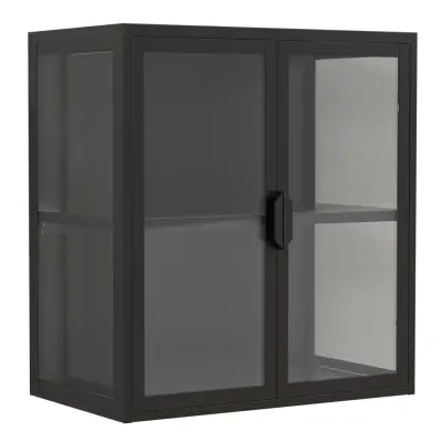 VCM NORDIC Flokas S väggskåp, m. 2 dörrar och 1 hylla - glas och svart stål