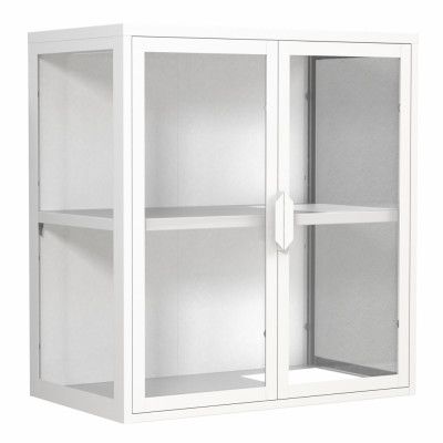 VCM NORDIC Flokas S väggskåp, m. 2 dörrar och 1 hylla - glas och vitt stål