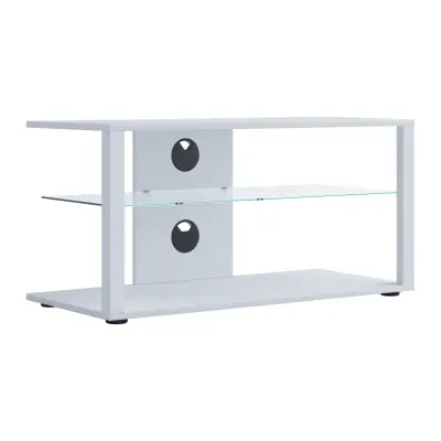 VCM NORDIC Folas L Hi-fi och TV-bord, m. 1 glashylla - vitt trä (90x41)