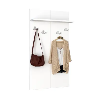 VCM NORDIC Gados XS klädhängare, w. 4 dubbla krokar, 1 hylla - vitt trä