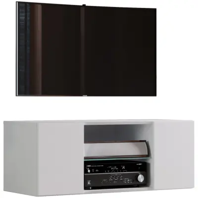 VCM NORDIC Jusa 95 TV-väggskåp, med 2 luckor och 1 hylla - glas och vitt trä