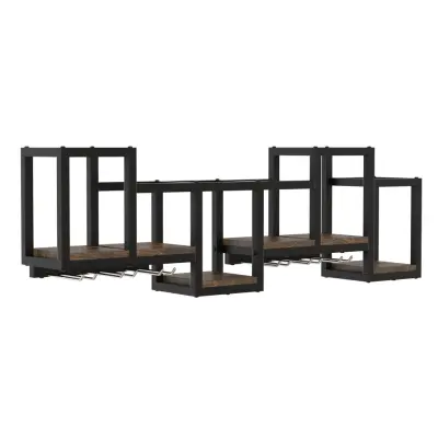 VCM NORDIC Kolari M kökshylla - naturligt trä och svart järn