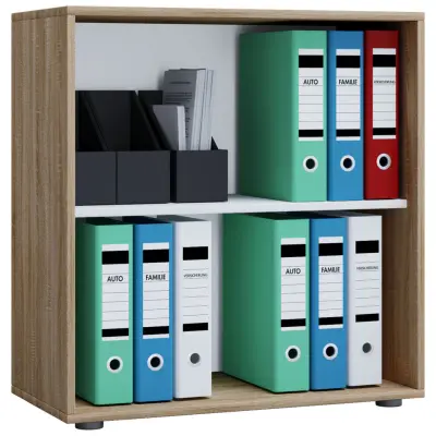 VCM NORDIC Lona L bokhylla, med 1 hylla - natur och vitt trä