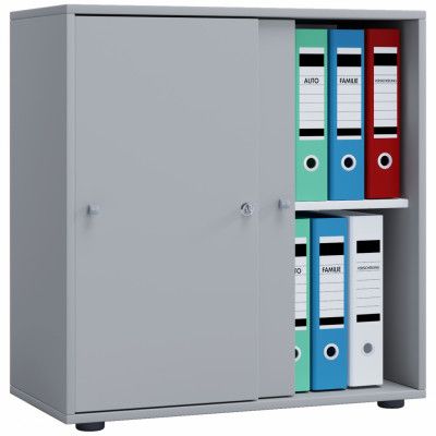 VCM NORDIC Lona L skåp, med skjutdörrar och 1 hylla - grått trä