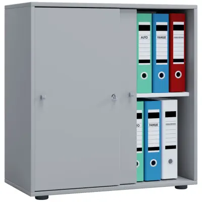 VCM NORDIC Lona L skåp, med skjutdörrar och 1 hylla - grått trä