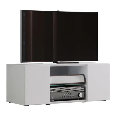 VCM NORDIC Lowina 95 TV-bänk, med 2 dörrar och 1 hylla - glas och vitt trä