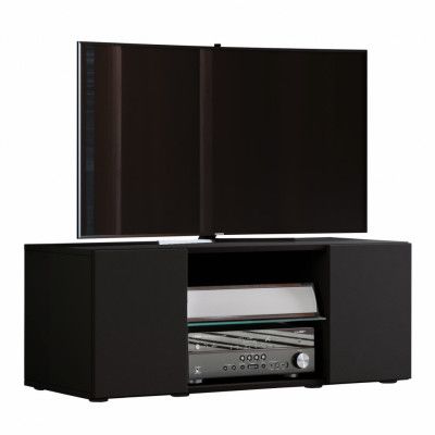 VCM NORDIC Lowina 95 TV-bänk, med 2 dörrar och en hylla - glas och svart trä