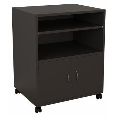 VCM NORDIC Milasi kontorsskåp, m. 2 dörrar, 1 utdragbar hylla och hjul - antracitgrått trä