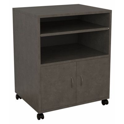 VCM NORDIC Milasi kontorsskåp, m. 2 dörrar, 1 utdragbar hylla och hjul - grått trä