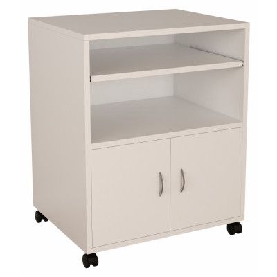 VCM NORDIC Milasi kontorsskåp, m. 2 dörrar, 1 utdragbar hylla och hjul - vitt trä
