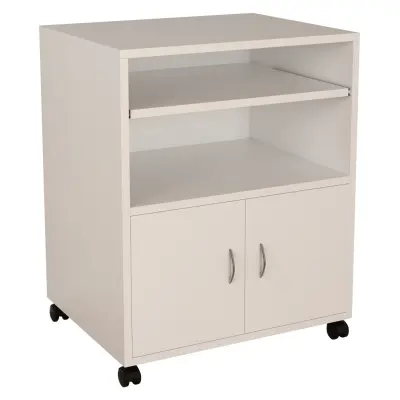VCM NORDIC Milasi kontorsskåp, m. 2 dörrar, 1 utdragbar hylla och hjul - vitt trä