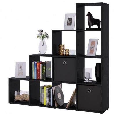 VCM NORDIC Napoli bokhylla, med 10 fack - svart trä