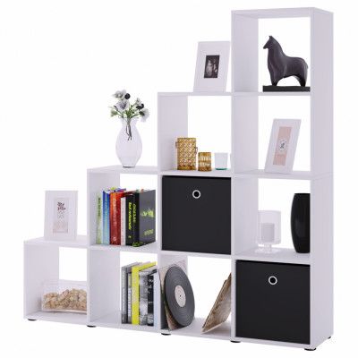 VCM NORDIC Napoli bokhylla, med 10 fack - vitt trä