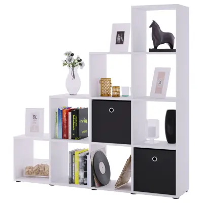 VCM NORDIC Napoli bokhylla, med 10 fack - vitt trä