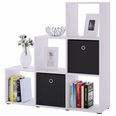 VCM NORDIC Nitas bokhylla, med 6 fack - vitt trä