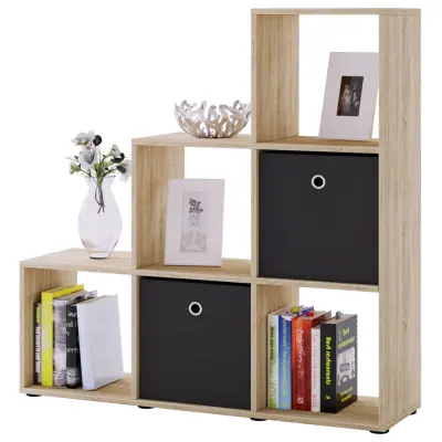 VCM NORDIC Nitas bokhylla, med 6 rum - natur trä
