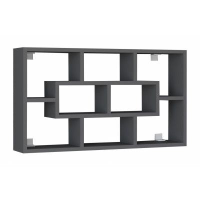 VCM NORDIC Opila vägghylla, m. 8 rum - antracitgrått trä