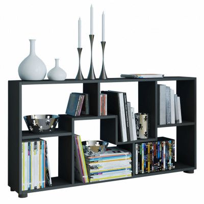 VCM NORDIC Pintal bokhylla, med 6 fack - svart trä