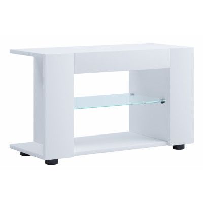 VCM NORDIC Plexalo L TV-bord, w. 1 glashylla - vitt trä