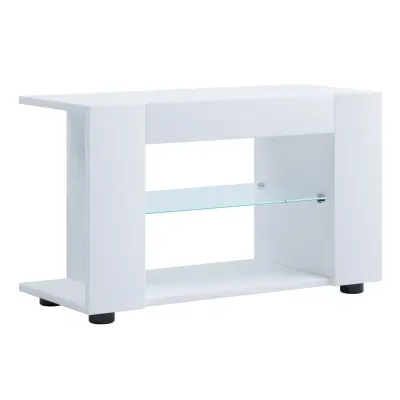 VCM NORDIC Plexalo L TV-bord, w. 1 glashylla - vitt trä