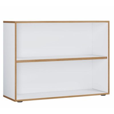 VCM NORDIC Salia B100 kontorsbokhylla, med 1 justerbar hylla - vit och naturligt trä