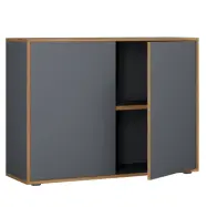 VCM NORDIC Salia B100 kontorsbokhylla, w. 2 dörrar och 1 justerbar hylla - antracitgrå och naturligt trä