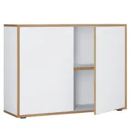 VCM NORDIC Salia B100 kontorsbokhylla, w. 2 dörrar och 1 justerbar hylla - vit och naturligt trä