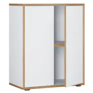 VCM NORDIC Salia B60 kontorshylla, w. 2 dörrar och 1 justerbar hylla - vit och naturligt trä