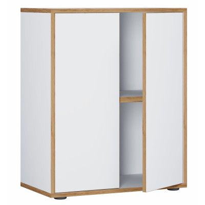 VCM NORDIC Salia B60 kontorshylla, w. 2 dörrar och 1 justerbar hylla - vit och naturligt trä