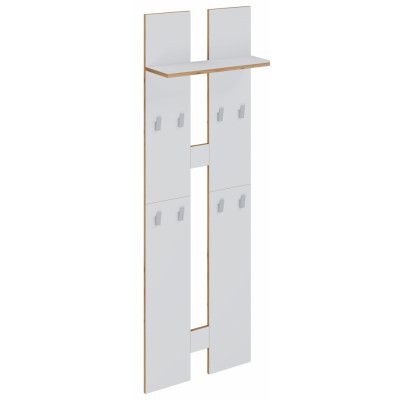 VCM NORDIC Salia L klädhängare, w. hatthylla och 8 krokar - vit/naturträ