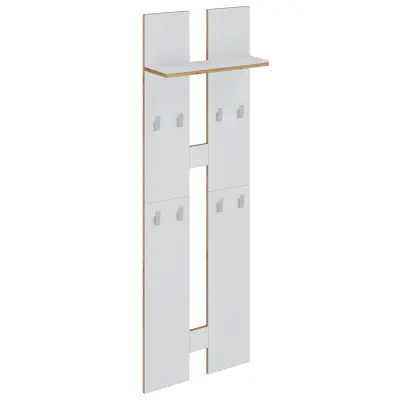 VCM NORDIC Salia L klädhängare, w. hatthylla och 8 krokar - vit/naturträ