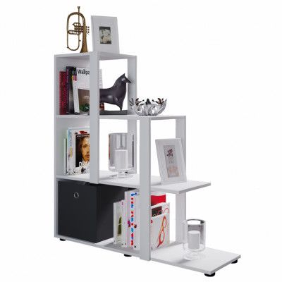 VCM NORDIC Slando bokhylla, med 3 fack - vitt trä