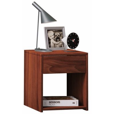 VCM NORDIC Sledo Mini sängbord, med 1 hylla och 1 låda - natur trä