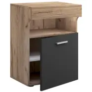 VCM NORDIC Slepal M sängbord, m. 1 dörr, 1 fack, 1 hylla - vit, naturlig, antracitgrå trä (45x39)