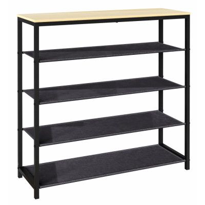 VCM NORDIC Taliro skoställ, m. 4 rum - natur/svart metall