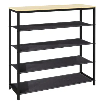 VCM NORDIC Taliro skoställ, m. 4 rum - natur/svart metall