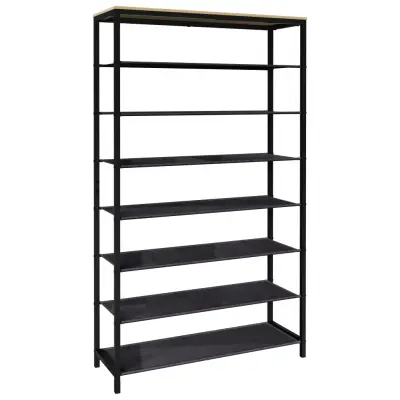 VCM NORDIC Taliro skoställ, m. 7 rum - natur/svart metall