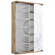 VCM NORDIC Tilano L bokhylla för CD- och DVD-skivor, m. 2 glasdörrar och 10 hyllor - naturligt trä