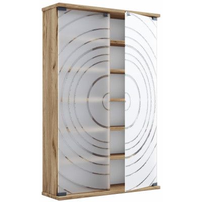 VCM NORDIC Tilano L bokhylla för CD- och DVD-skivor, m. 2 glasdörrar och 10 hyllor - naturligt trä