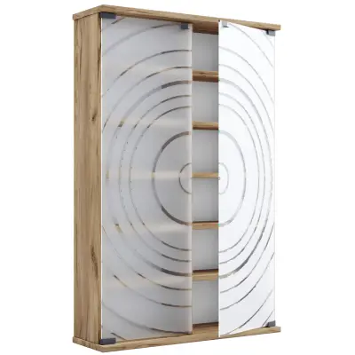 VCM NORDIC Tilano L bokhylla för CD- och DVD-skivor, m. 2 glasdörrar och 10 hyllor - naturligt trä