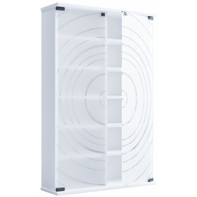 VCM NORDIC Tilano L bokhylla för CD- och DVD-skivor, m. 2 glasdörrar och 10 hyllor - vitt trä