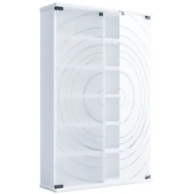 VCM NORDIC Tilano L bokhylla för CD- och DVD-skivor, m. 2 glasdörrar och 10 hyllor - vitt trä