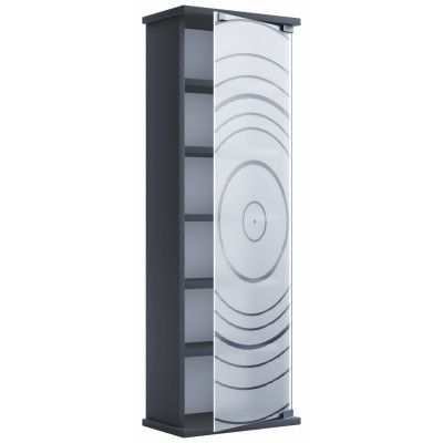 VCM NORDIC Tilano M-hylla för CD- och DVD-skivor, m. 1 glasdörr och 5 hyllor - antracitgrått trä