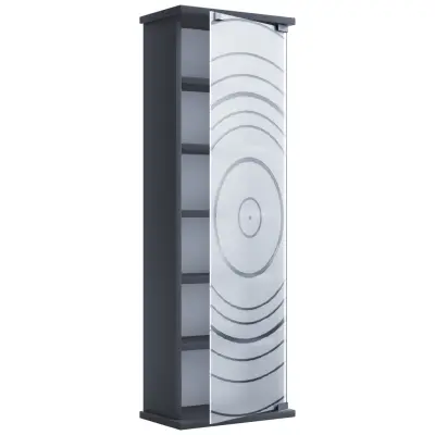 VCM NORDIC Tilano M-hylla för CD- och DVD-skivor, m. 1 glasdörr och 5 hyllor - antracitgrått trä